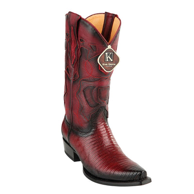 Men's King Exotic Snip Toe Teju Lizard Boots Handcrafted Burnished Burgundy (494RD0743) 1   - from alligatorwarehouse.com