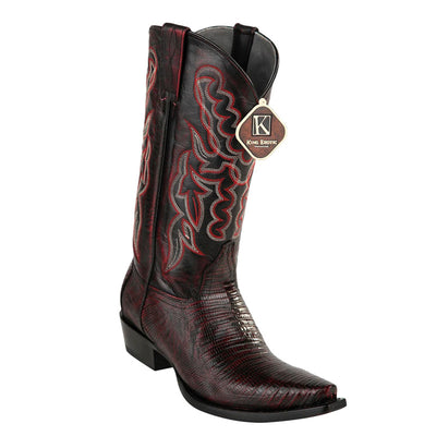 Men's King Exotic Snip Toe Teju Lizard Boots Handcrafted Black Cherry (4940718) 1   - from alligatorwarehouse.com