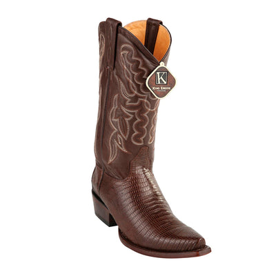 Men's King Exotic Snip Toe Teju Lizard Boots Handcrafted Brown (4940707-) 1   - from alligatorwarehouse.com