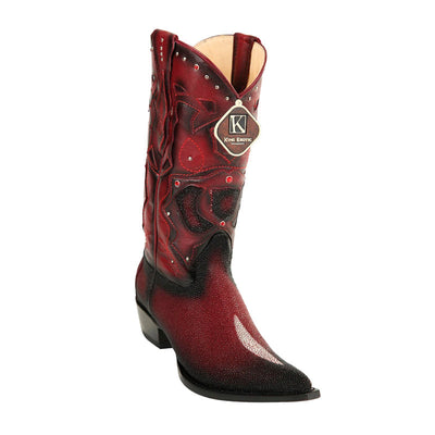 Men's King Exotic Stingray Boots 3x Toe Handcrafted Burgundy Burnished (495vf1243) 1   - from alligatorwarehouse.com