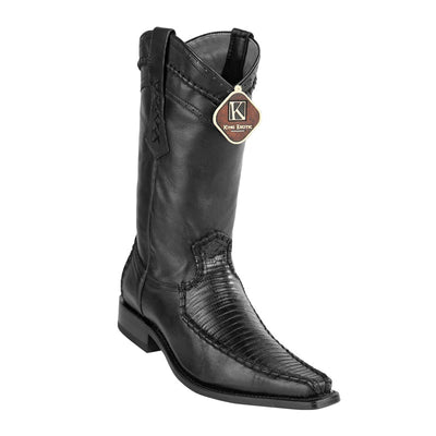 Men's King Exotic Teju Lizard Boots European Toe Handcrafted  Black (477bd0705) 1   - from alligatorwarehouse.com