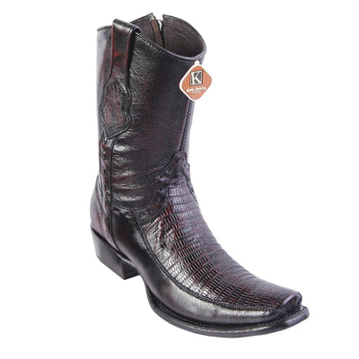Men's King Exotic Teju Lizard Boots With Deer Dubai Toe Handcrafted  Black Cherry (479BF0718) 1   - from alligatorwarehouse.com