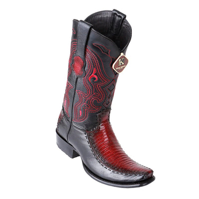 Men's King Exotic Teju Lizard Boots With Deer Dubai Toe Handcrafted  Faded Burgundy  (479F0743) 1   - from alligatorwarehouse.com