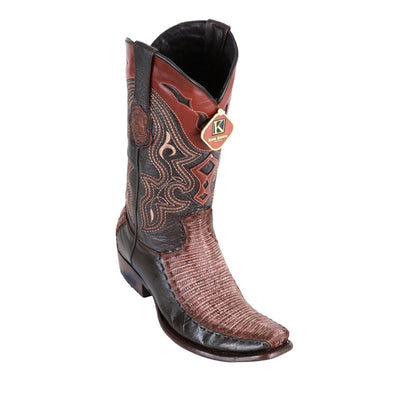 Men's King Exotic Teju Lizard Boots With Deer Dubai Toe Handcrafted Sanded Brown (479F0735) 1   - from alligatorwarehouse.com