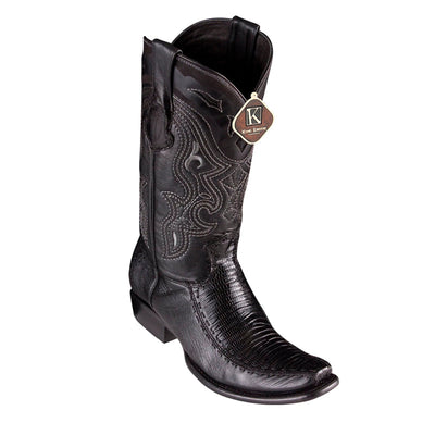 Men's King Exotic Teju Lizard Boots With Deer Dubai Toe Handcrafted Black (479F0705) 1   - from alligatorwarehouse.com
