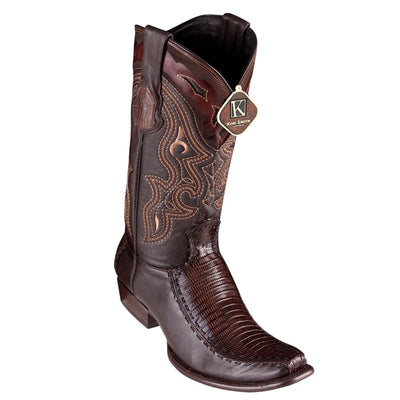 Men's King Exotic Teju Lizard Boots With Deer Dubai Toe Handcrafted Faded Brown (479F0716) 1   - from alligatorwarehouse.com