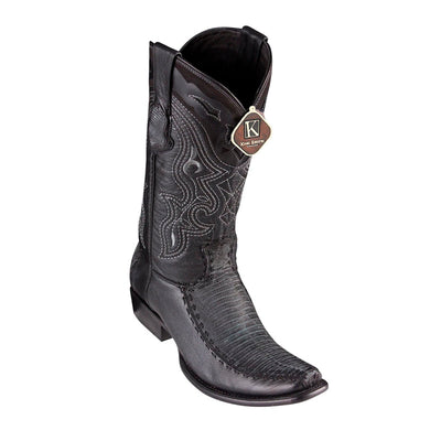 Men's King Exotic Teju Lizard Boots With Deer Dubai Toe Handcrafted Sanded Black (479F0774) 1   - from alligatorwarehouse.com