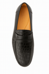 Mens Mezlan Sica Crocodile & Calfskin Loafer Dress Shoe in Black