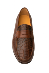Mens Mezlan Sica Crocodile & Calfskin Loafer Dress Shoe in Black