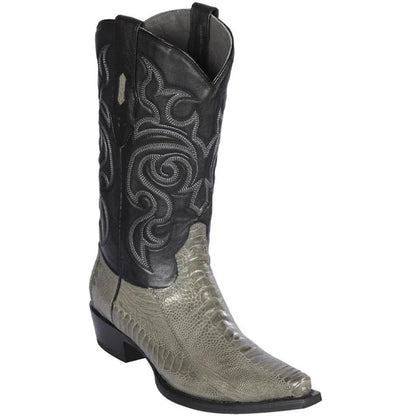Los Altos Men’s Grey Ostrich Leg Cowboy Boots, Low Priced Exotic Western Dress Boots