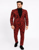 Menƒ??s Red and Black Floral Tuxedo Suit ƒ?? Slim Fit 2 Piece Embroidered Outfit for Weddings, Prom, and Formal Events 2   - from alligatorwarehouse.com