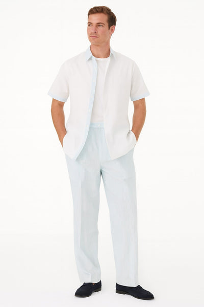 Men’s Sky Blue Two-Piece Short Sleeve Shirt and Pants Set – Casual Summer Outfit 1   - from alligatorwarehouse.com