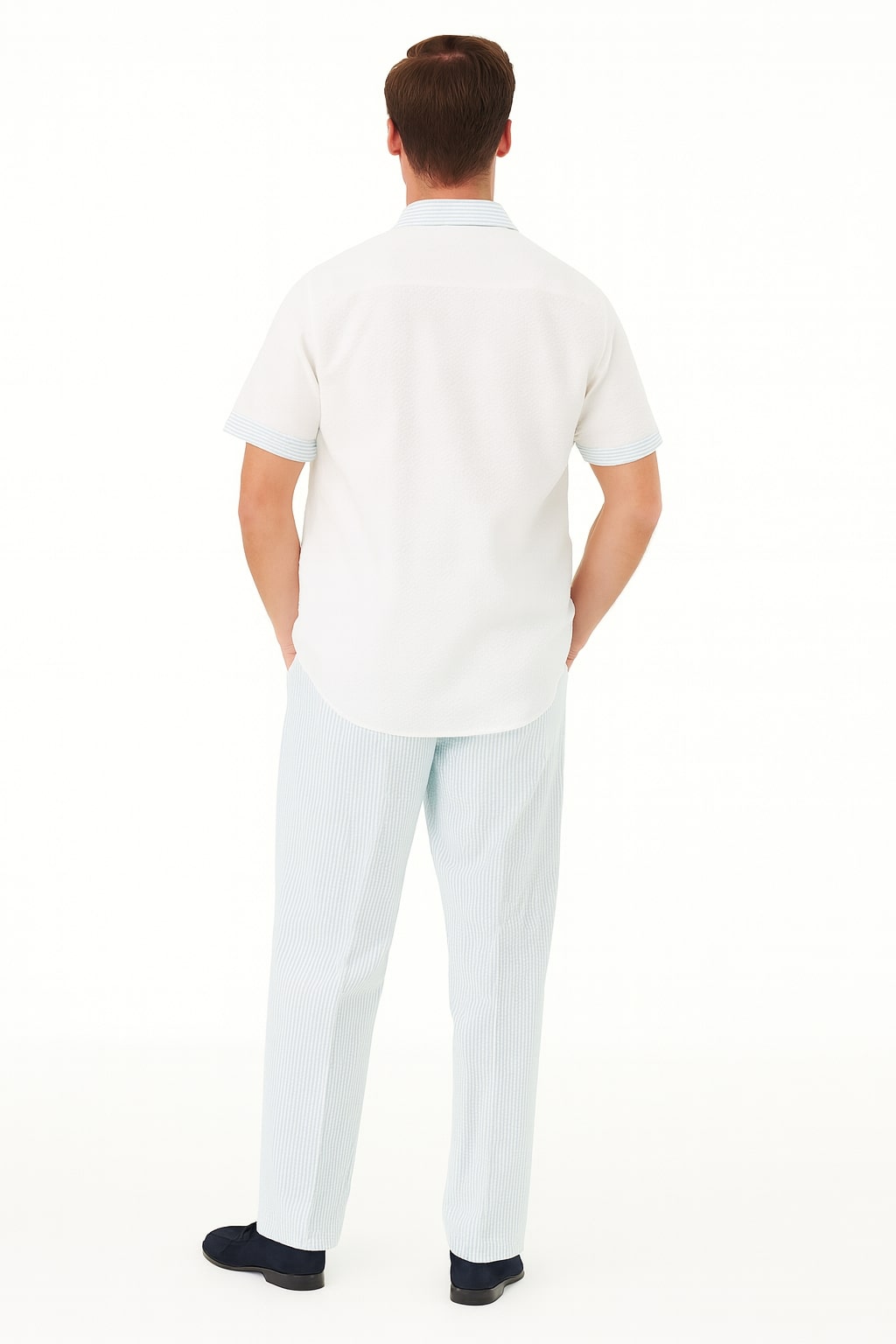 Men’s Sky Blue Two-Piece Short Sleeve Shirt and Pants Set – Casual Summer Outfit 2   - from alligatorwarehouse.com