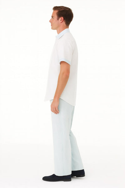 Men’s Sky Blue Two-Piece Short Sleeve Shirt and Pants Set – Casual Summer Outfit 3   - from alligatorwarehouse.com