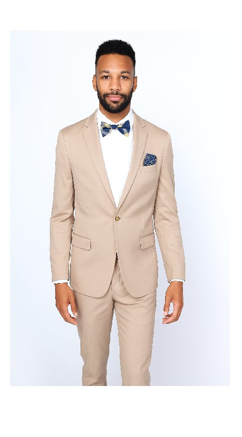 Men's Slim Fit Suit - Fitted Suit - Skinny Suits Men's BeigeRossiman Rossi Suit