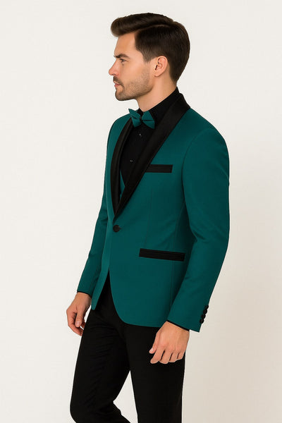 Men's Teal Blue Velvet Tuxedo with Black Satin Lapel and Bow Tie + Black Pants 3   - from alligatorwarehouse.com