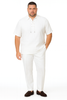Men’s White Lace-Up Shirt and Pants Set – Casual Summer Two-Piece Outfit 5   - from alligatorwarehouse.com