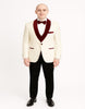 Men’s White Floral Tuxedo Jacket with Burgundy Velvet Shawl Lapel – Wedding, Prom, and Formal Event Suit 3   - from alligatorwarehouse.com