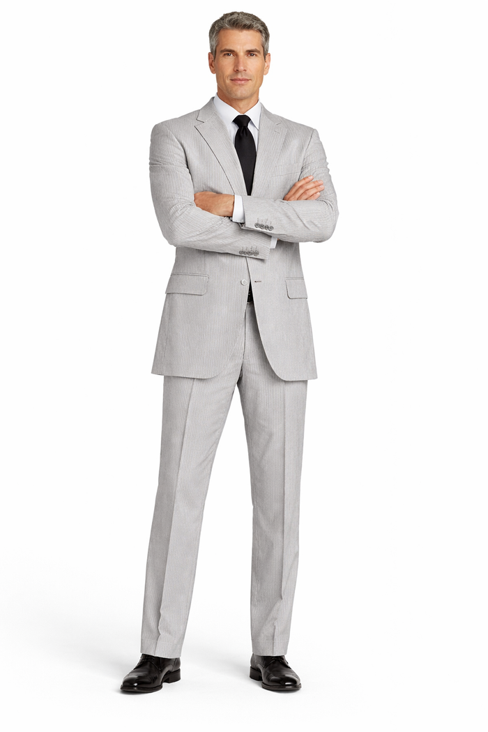 Men's 2 Button Modern Fit Seersucker Suit in Black