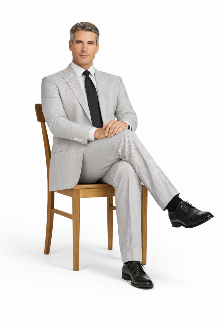 Men's 2 Button Modern Fit Seersucker Suit in Black