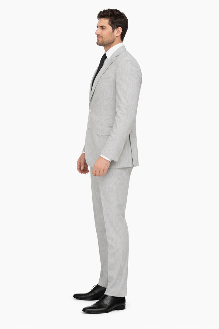 Men's 2 Button Modern Fit Seersucker Suit in Black