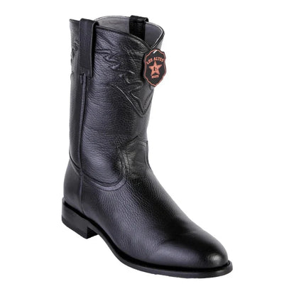 Men’s Black/Brown Elk Leather Cowboy Boots – Los Altos Roper Boots