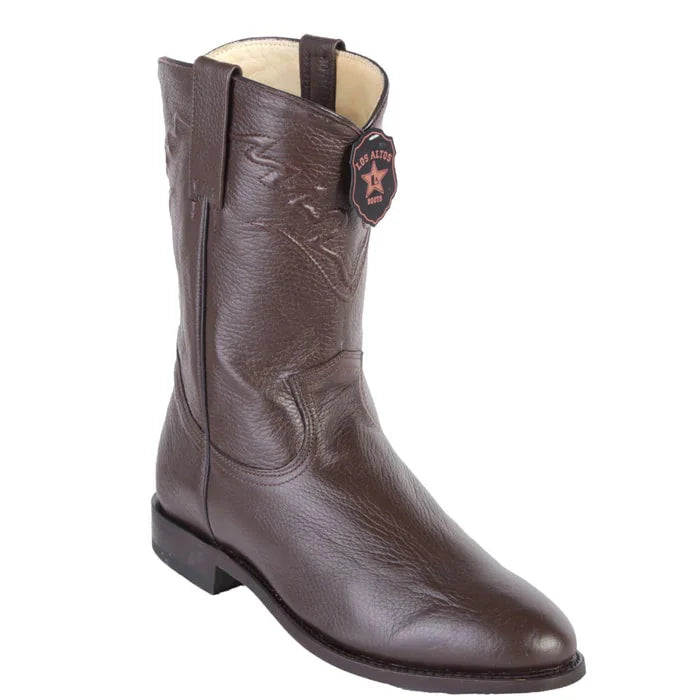 Men’s Black/Brown Elk Leather Cowboy Boots – Los Altos Roper Boots
