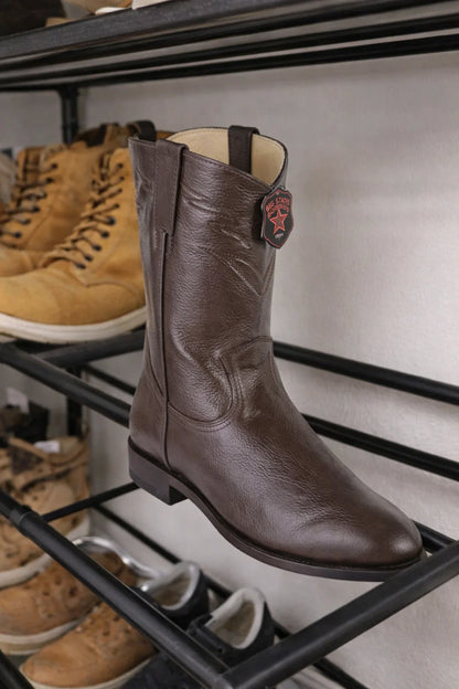 Men’s Black/Brown Elk Leather Cowboy Boots – Los Altos Roper Boots