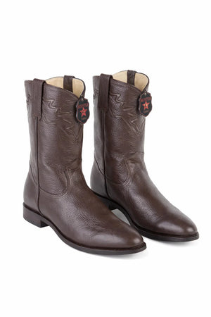 Men’s Black/Brown Elk Leather Cowboy Boots – Los Altos Roper Boots