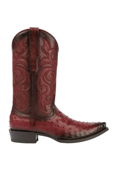Men’s Black Cherry Full Quill Ostrich Cowboy Boots 1   - from alligatorwarehouse.com
