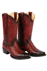Men’s Black Cherry Full Quill Ostrich Cowboy Boots