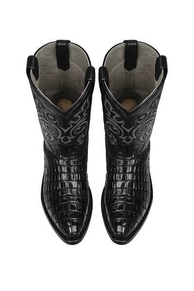 Men's Black Lizard Print Cowboy Boots