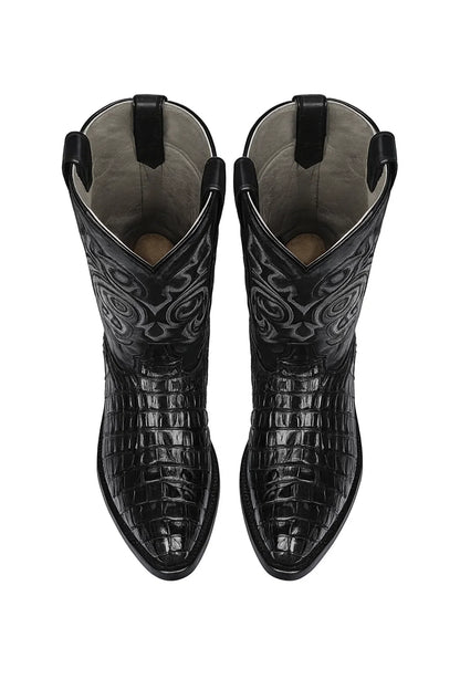 Men's Black Lizard Print Cowboy Boots