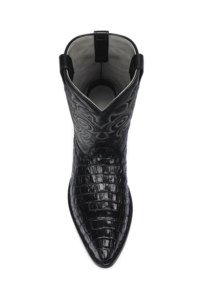 Men's Black Lizard Print Cowboy Boots