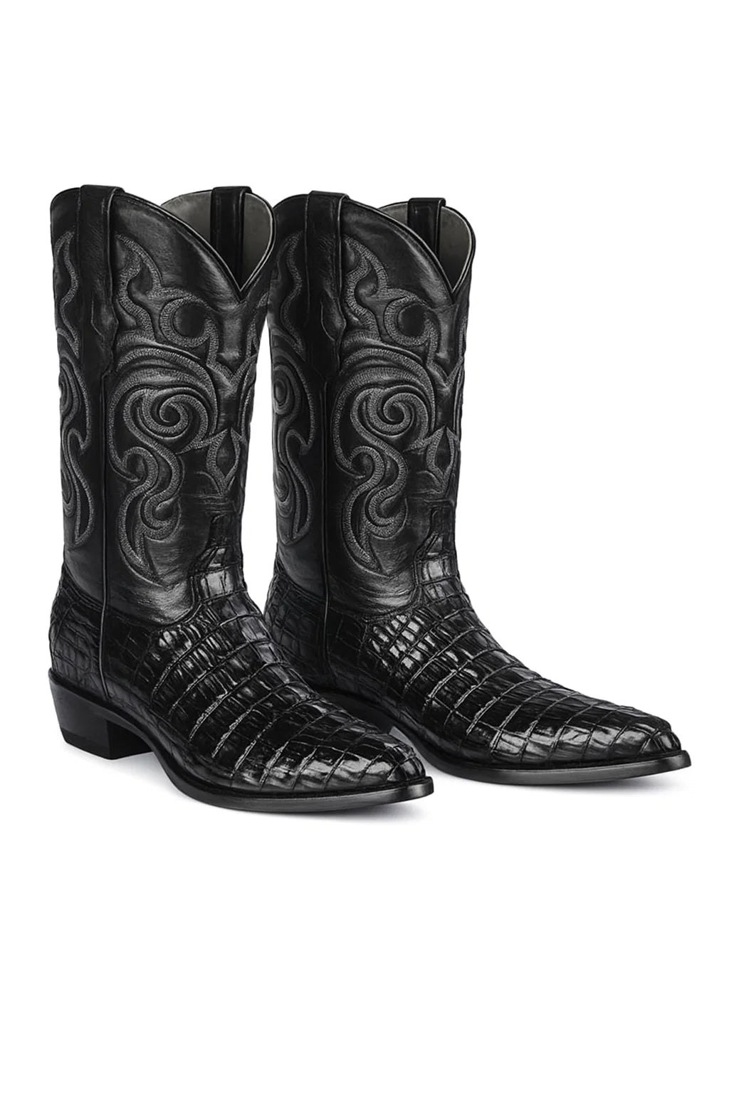 Men's Black Lizard Print Cowboy Boots