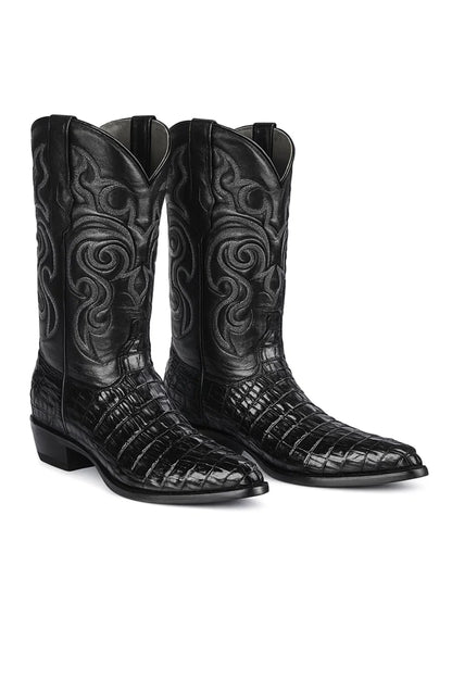 Men's Black Lizard Print Cowboy Boots
