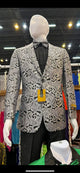 Men’s Black and Silver Paisley Tuxedo Jacket 