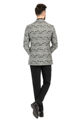 Men’s Black and Silver Paisley Tuxedo Jacket 