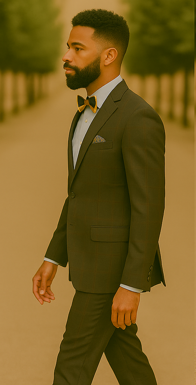 Men's Brown Plaid Slim Fit Suit by Rossiman Rossi – Peak Lapel Jacket & Tapered Pants 4   - from alligatorwarehouse.com