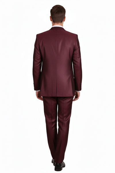 Men’s Burgundy 3-Piece Suit – Burgundy Three Buttons Vested Suit - Pleated Pants Classic Fit Athletic Cut 3   - from alligatorwarehouse.com