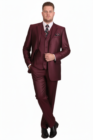Men’s Burgundy 3-Piece Suit