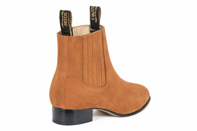 Men’s Camel Genuine Suede Charro Leather Short Boots