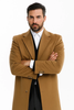 Men’s Camel Overcoat – Classic Single Breasted Wool Long Coat with Peak Lapel 6   - from alligatorwarehouse.com