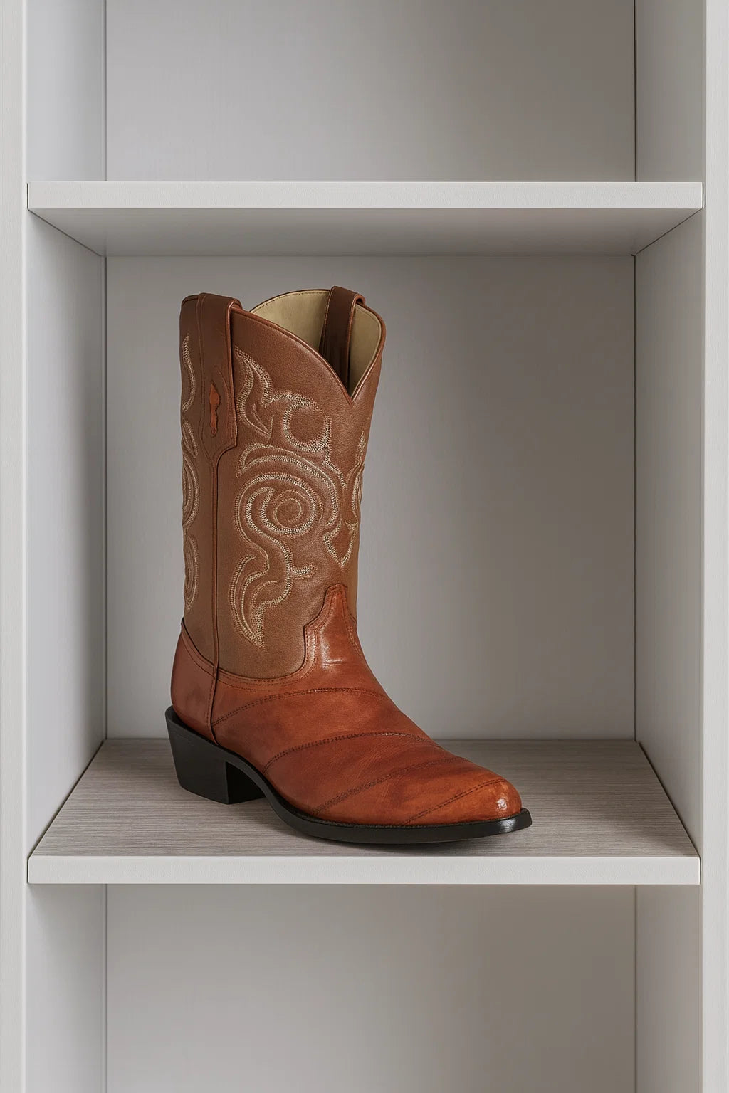 Men’s Cognac Eel Skin Cowboy Boots