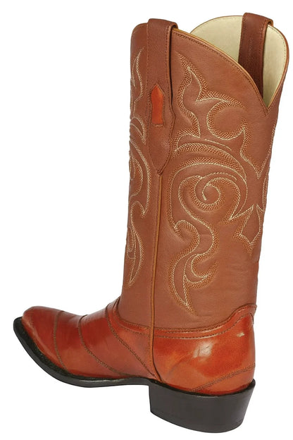 Men’s Cognac Eel Skin Cowboy Boots