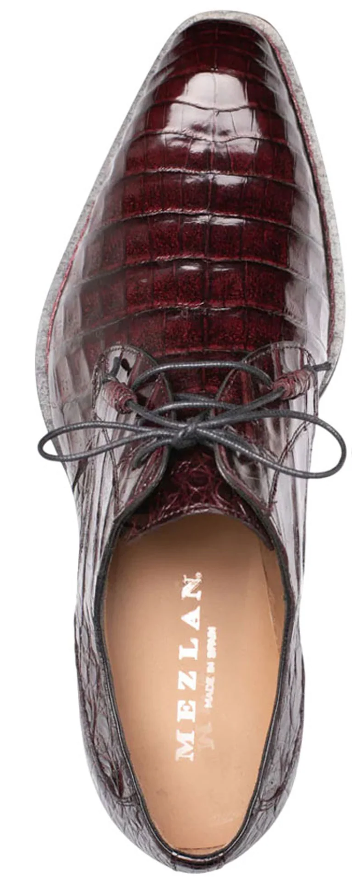 Men's Cratos Genuine Crocodile Burgundy Derby Shoes By Mezlan Made In Spain Brand