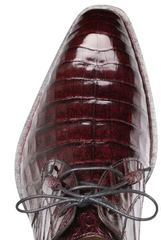 Men's Cratos Genuine Crocodile Burgundy Derby Shoes By Mezlan Made In Spain Brand