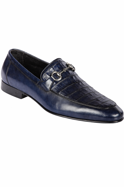  Men's Crocodile Calfskin Bit Almond Toe Loafers