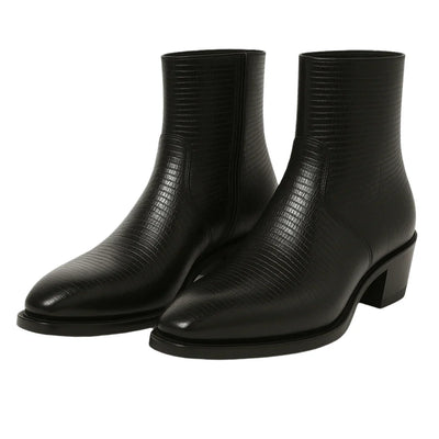 Men’s Dress Ankle Boots – Los Altos Boots – Black Exotic Skin