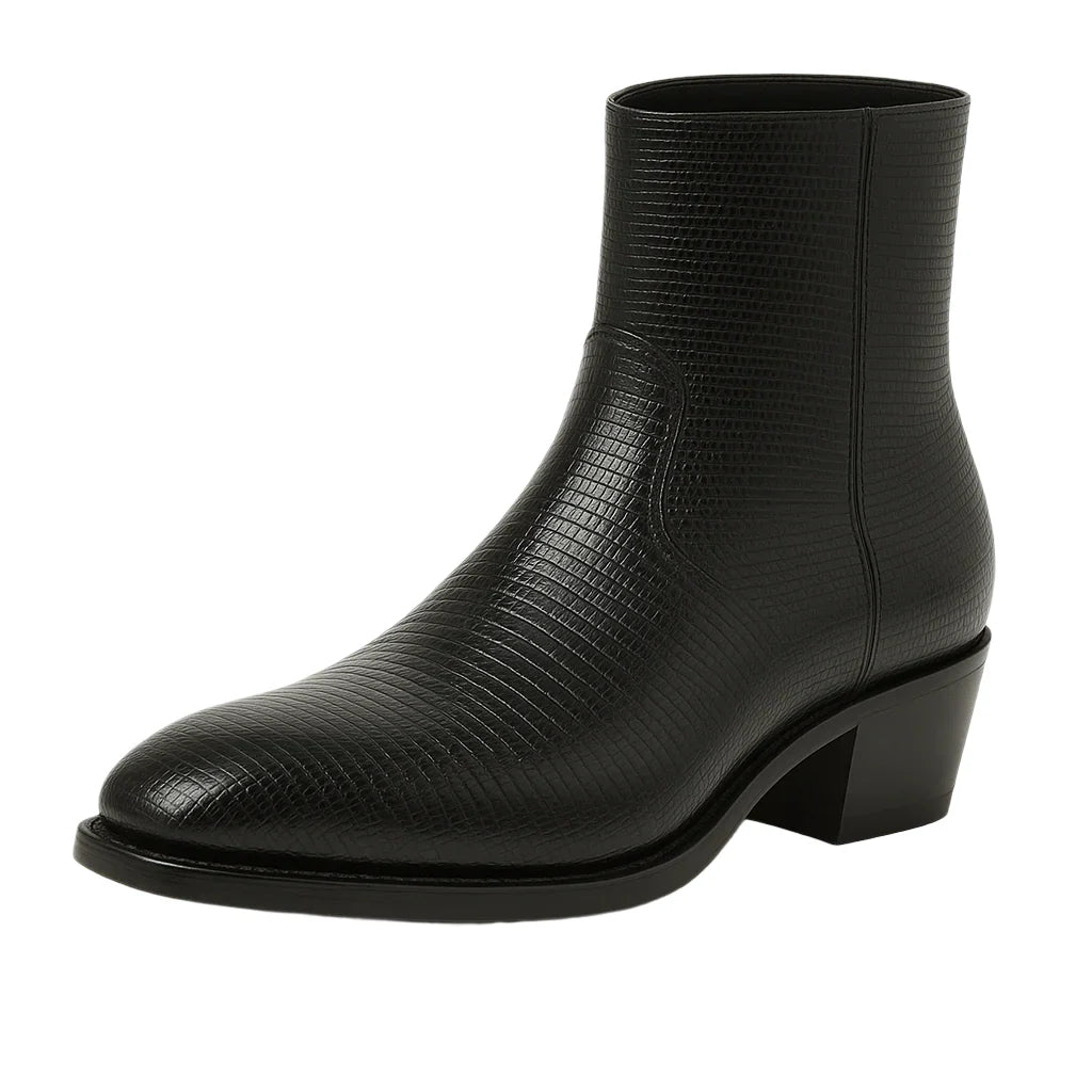 Men’s Dress Ankle Boots – Los Altos Boots – Black Exotic Skin